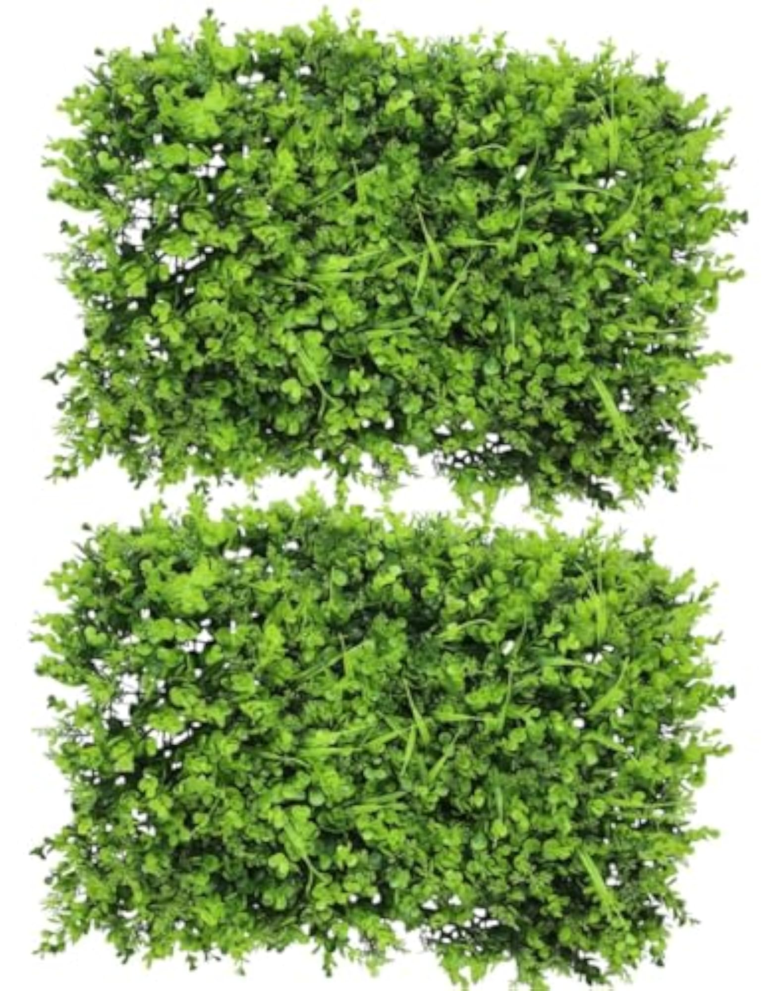 2 Pcs Artificial Boxwood Hedge Wall Panels, Green Grass Panels